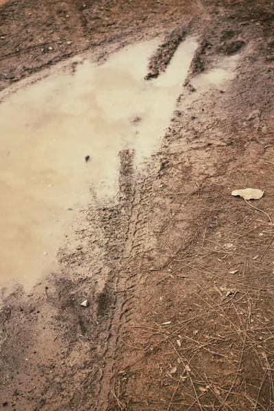 Wheel tracks on the soil. — Stock Photo, Image