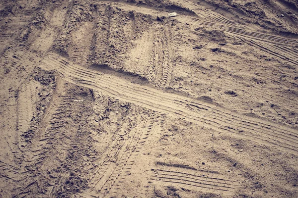 Wheel tracks on the soil. — Stock Photo, Image