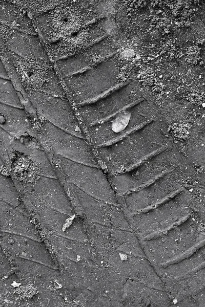 Wheel tracks on the soil. — Stock Photo, Image