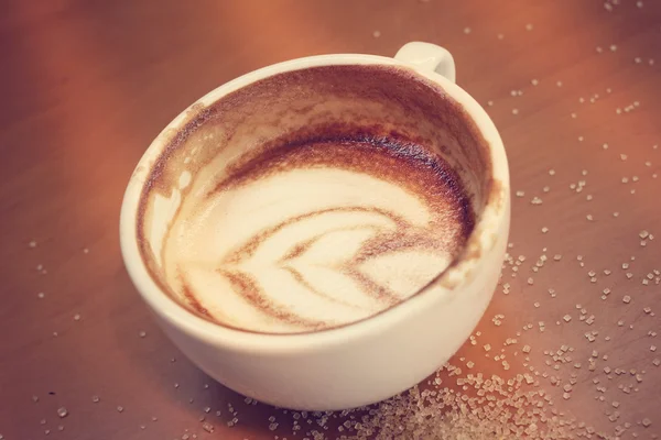 Vintage Latte Art Kaffee mit Zucker — Stockfoto