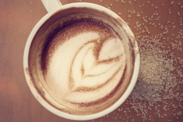 Винтажный кофе латте с сахаром — стоковое фото
