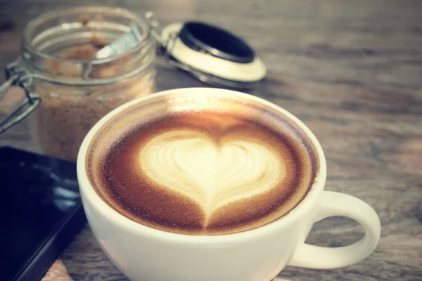 Vintage latte konst kaffe — Stockfoto