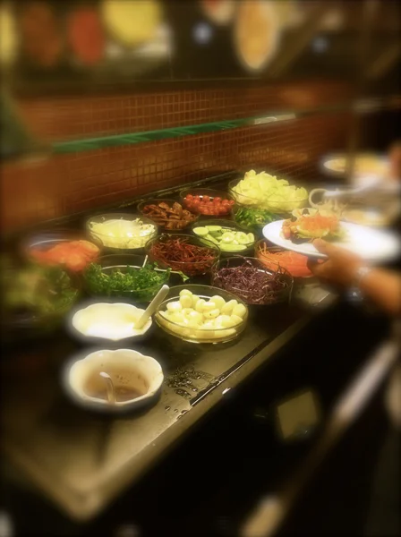 Blurred of buffet salad at restaurant — Stock Photo, Image