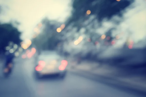 Blurred of car in city at night — Stock Photo, Image