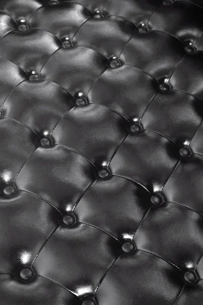 Texture of vintage black leather sofa — Stock Photo, Image