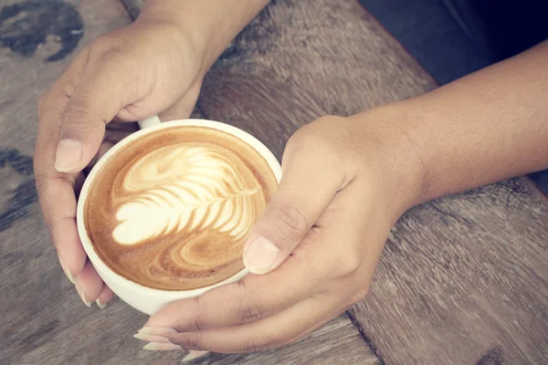 Vintage Latte Art Kaffee — Stockfoto