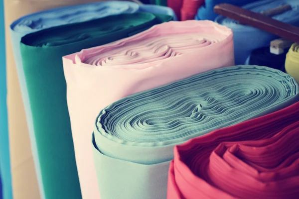 Rolls of colorful fabric — Stock Photo, Image