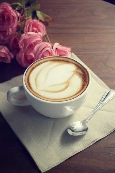 Vintage Latte Art Kaffee — Stockfoto