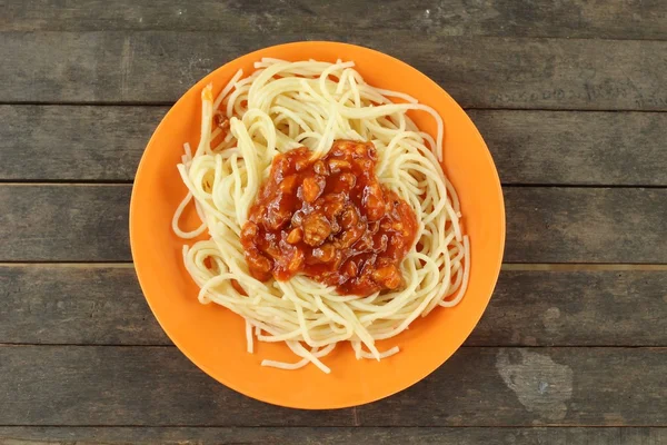 Soslu spagetti — Stok fotoğraf