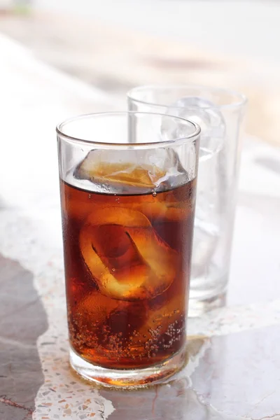 Glass of cola with ice cubes — Stock Photo, Image