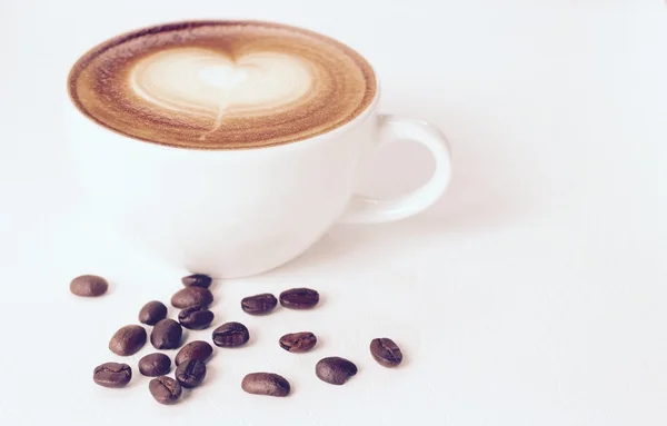 Vintage latte art kávé — Stock Fotó