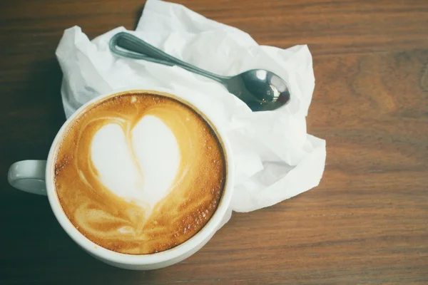 Vintage Latte Art Kaffee — Stockfoto