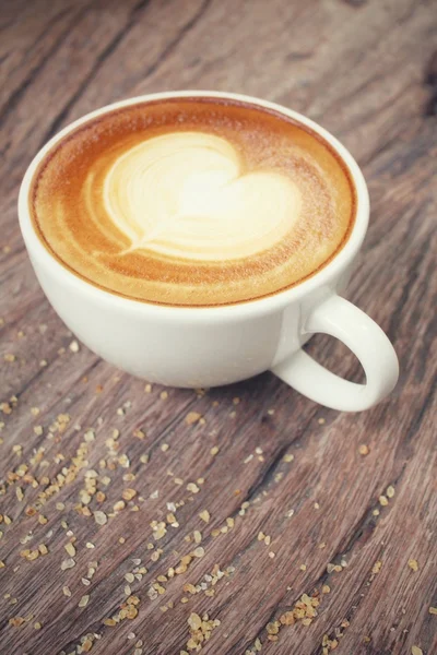 Vintage latte art koffie — Stockfoto