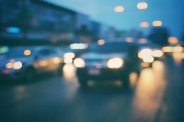 Blurred of car in city at night — Stock Photo, Image