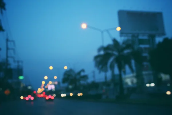 Blurred of car in city at night — Stock Photo, Image