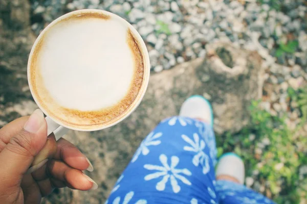 신발와 커피의 Selfie — 스톡 사진