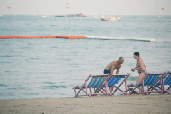 Blurred of people on the sea — Stock Photo, Image