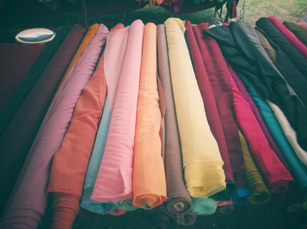 Rolls of colorful fabric — Stock Photo, Image