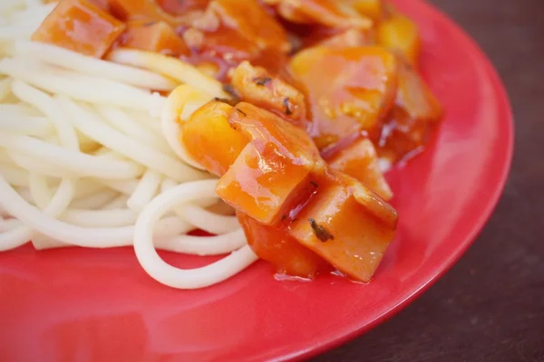 Espaguete com molho — Fotografia de Stock