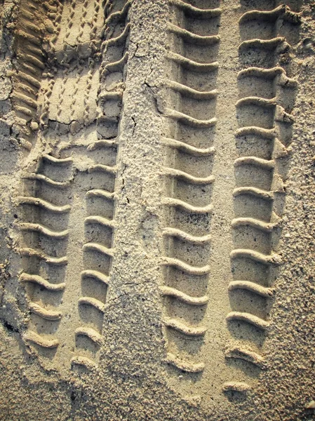 Wheel tracks on the soil. — Stock Photo, Image