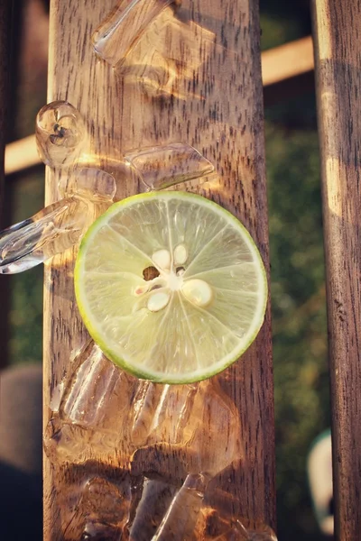Tranche de citron avec glace — Photo