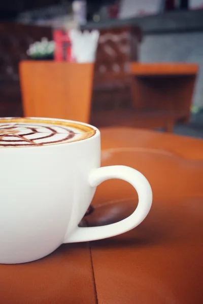 Vintage latte koffie in Cafe — Stockfoto