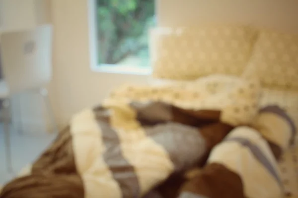 Blurred of bed pillows at hotel — Stock Photo, Image