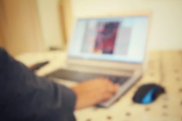 Blurred of playing on computer notebook — Stock Photo, Image