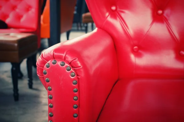 Vintage red leather sofa — Stock Photo, Image