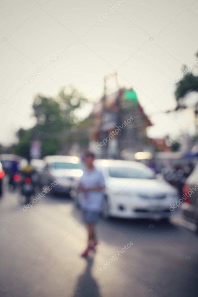 Blurred of car in city 