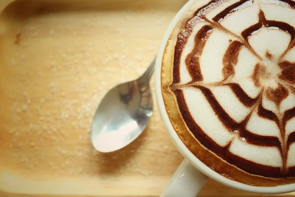 Vintage latte art coffee — Stock Photo, Image