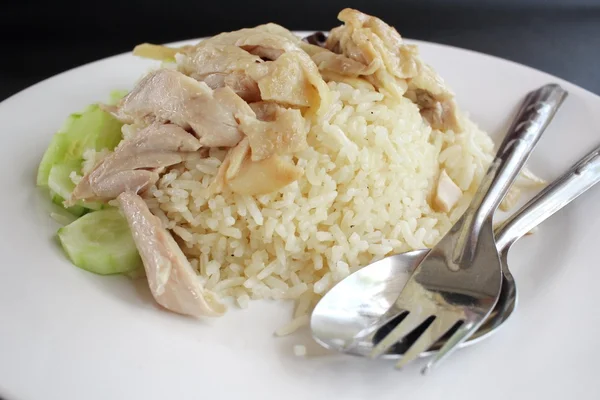 Arroz cozido no vapor com frango — Fotografia de Stock