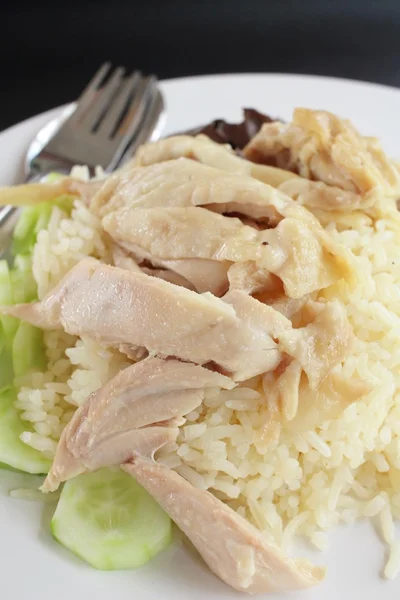 Arroz cozido no vapor com frango — Fotografia de Stock