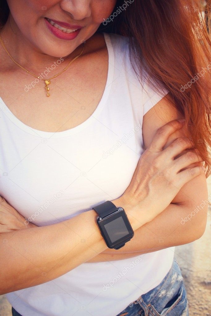 Woman hand with smartwatch