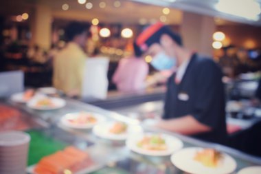 Restoranında Japon aşçının bulanık 