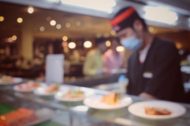 Restoranında Japon aşçının bulanık