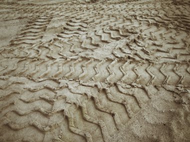 Topraktaki tekerlek izleri.