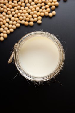 Soy milk with beans clipart