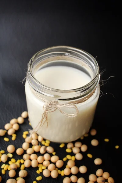 Soy milk with beans — Stock Photo, Image