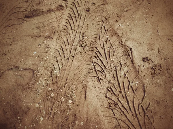 Wheel tracks on the soil. — Stock Photo, Image