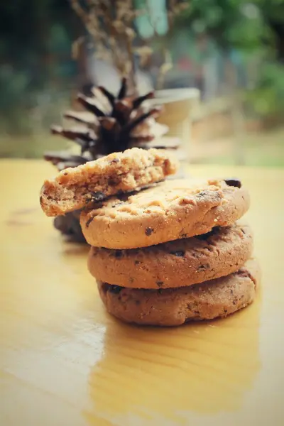 Stacked chocolate chip cookies — Stock Photo, Image