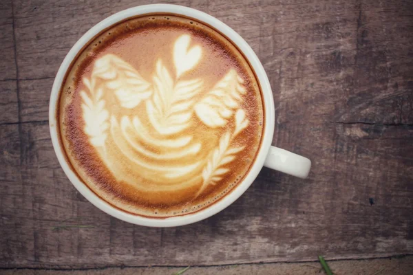 Vintage Latte Art Kaffee — Stockfoto