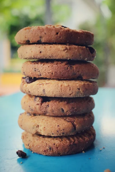 Stacked chocolate chip cookies — Stock Photo, Image