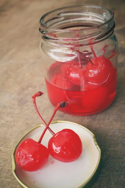 Cherries in syrup — Stock Photo, Image