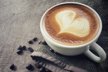 Vintage latte sanat ile fasulye kahve 