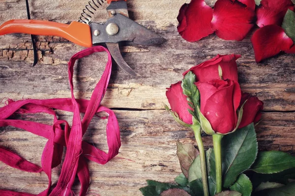 Buket kırmızı gül çiçek yapma kadın