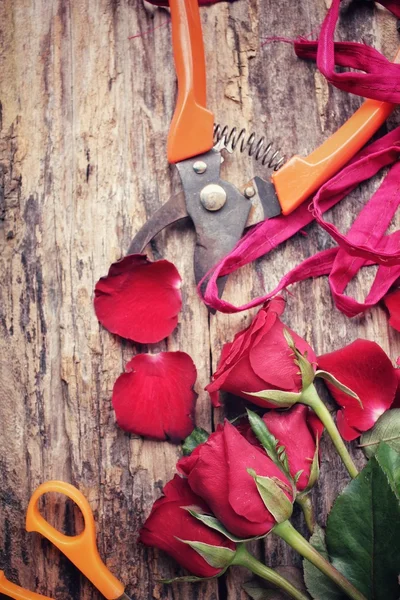 Buket kırmızı gül çiçek yapma kadın