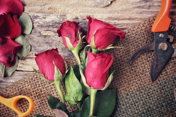 Buket kırmızı gül çiçek yapma kadın