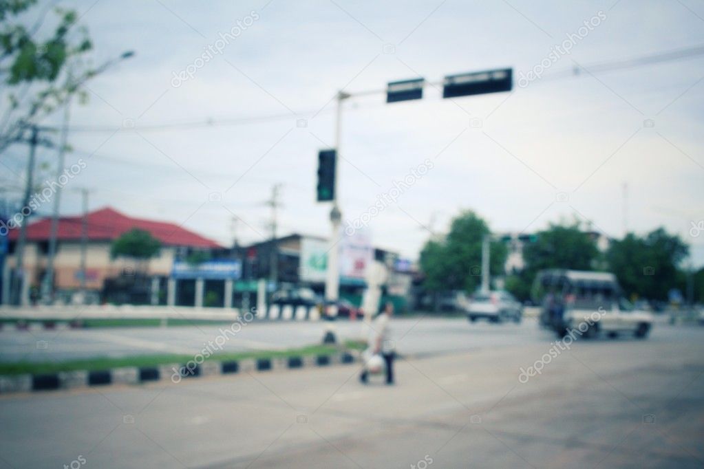 blurred of car on road