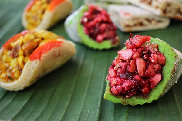 Indian sweets on banana leaf — Stock Photo, Image
